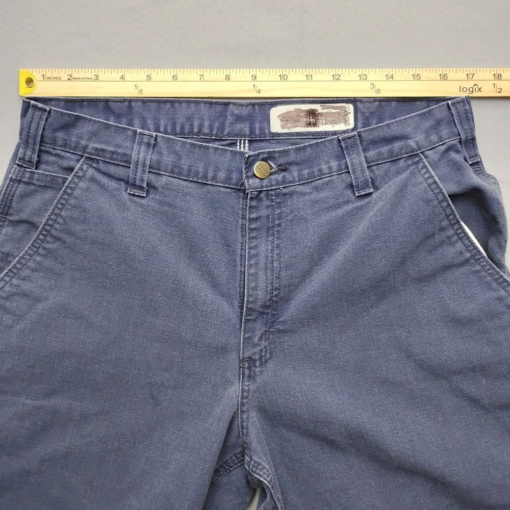 Carhartt Mens Dungaree Fit Canvas Work Pants Navy Blue 34x32 Utility Carpenter